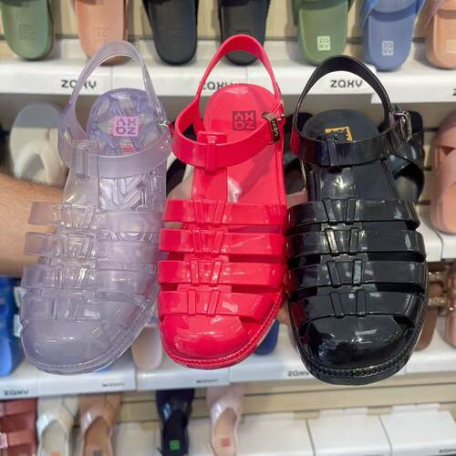 zaxy果冻鞋镂空包头罗马凉鞋