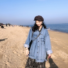 复古港味春秋原宿风bf牛仔外套女嘻哈潮ins 外套女2019新款 早秋款