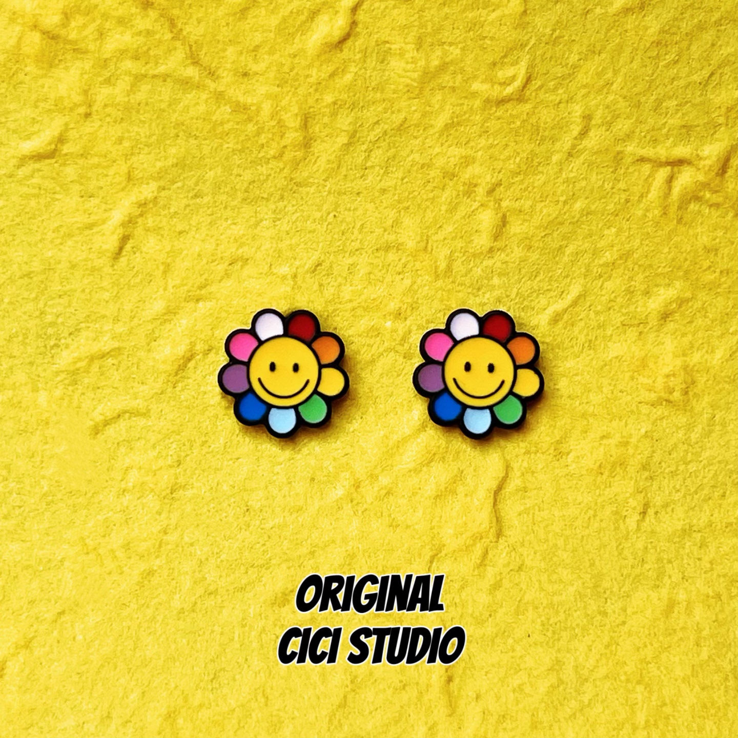 CICI村上隆小众五花太阳花笑脸潮流S925纯银针不用摘多巴胺耳钉,饰品/流行首饰/时尚饰品新,耳钉,淘宝优惠券,粉丝福利购,淘宝优惠卷
