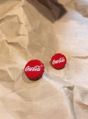cici纯银可口可乐立体美式耳钉
