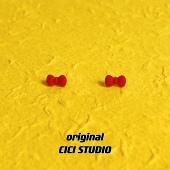 CICI可爱立体红色蝴蝶结迷你耳钉通勤百搭耳饰俏皮耳钉新年礼物