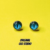 CICI STUDIO小众高级感恶魔之眼耳钉ins无性别赛博朋克精工耳钉