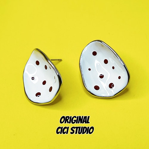 CICI STUDIO小众个性潮流艺术波点耳钉女ins精工艺术家不规则耳环