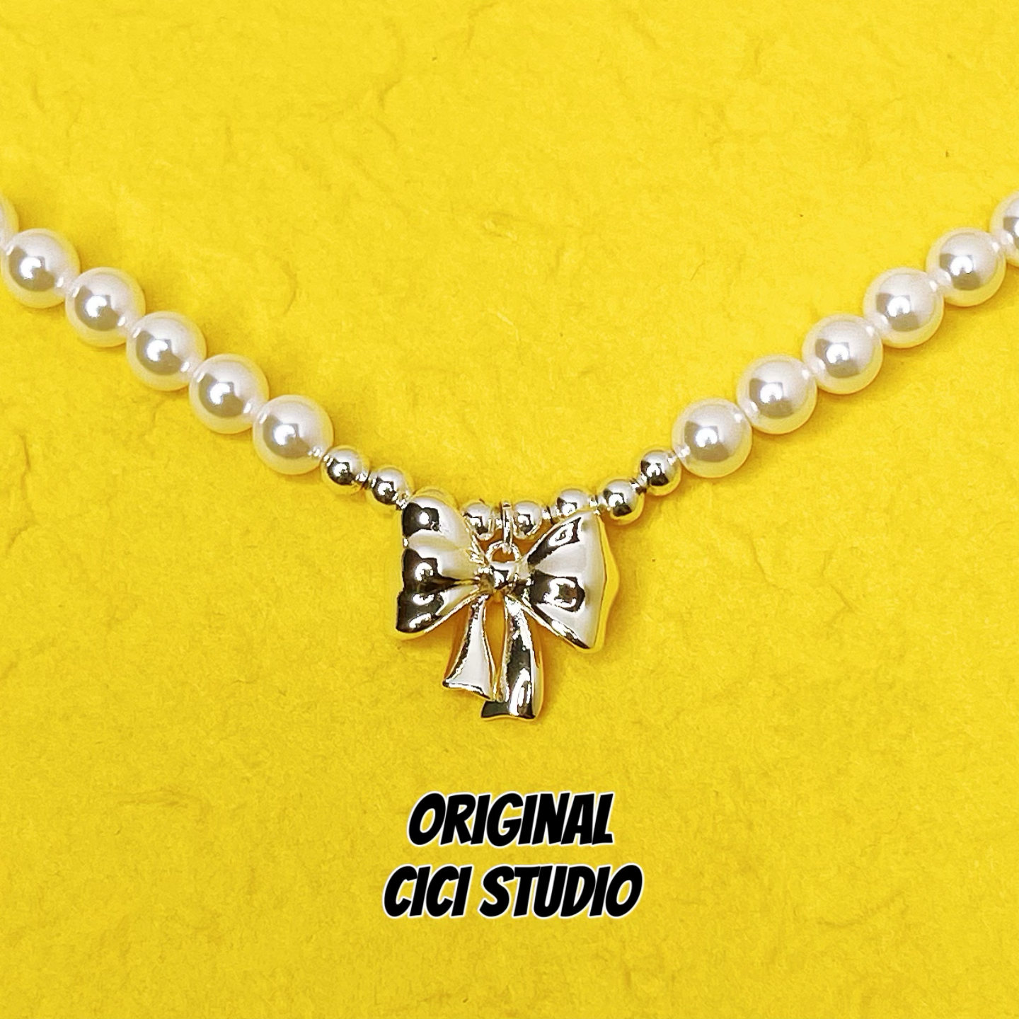 CICI STUDIO小众个性精工蝴蝶结珍珠项链女ins甜美轻奢气质锁骨链