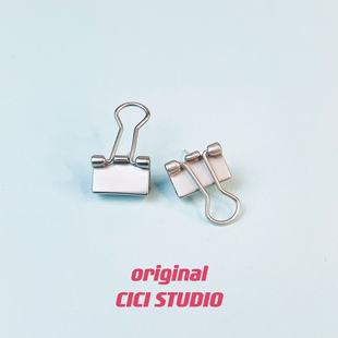 CICI创意小众设计立体趣味办公室文件夹哑光银S925银针耳钉耳饰