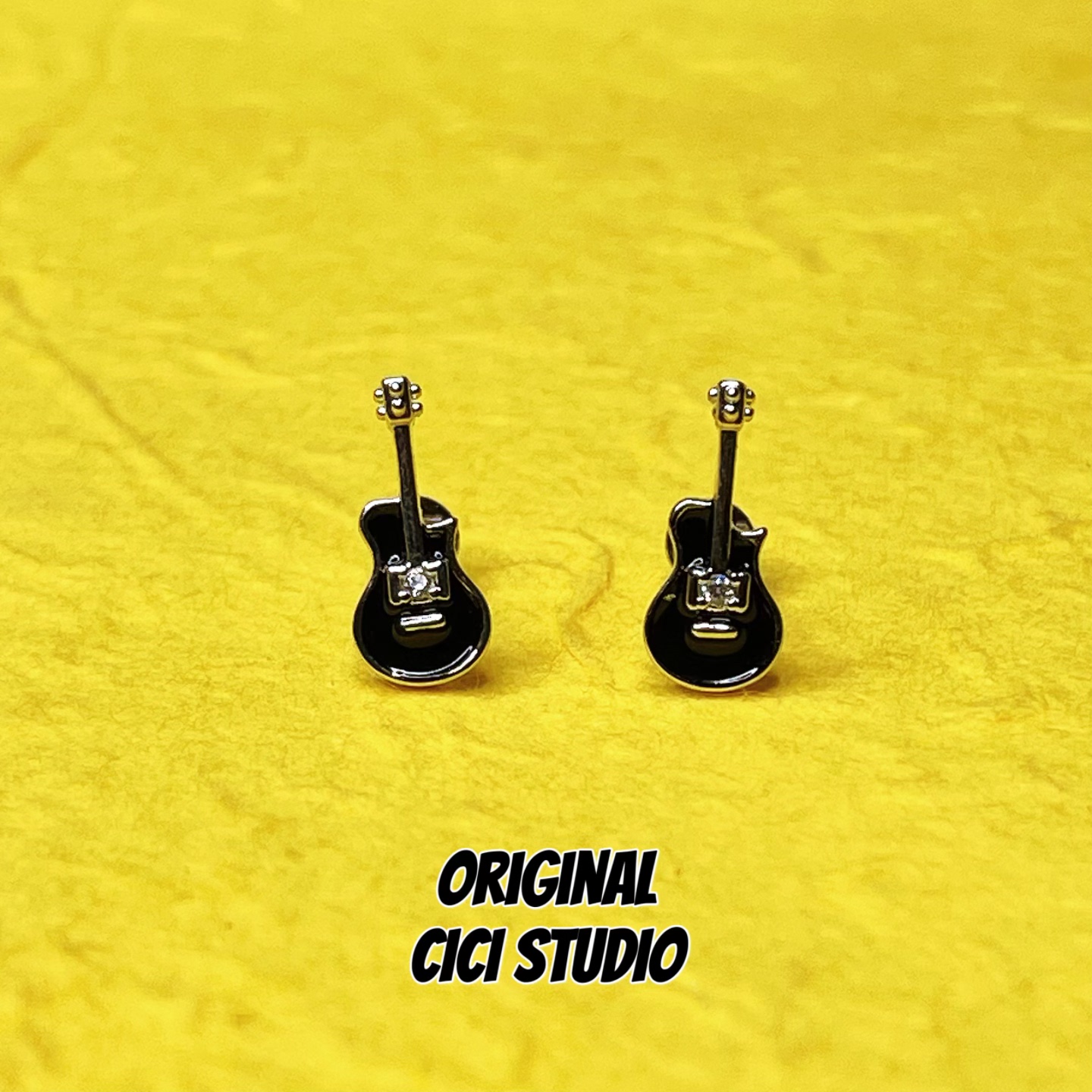 CICI STUDIO小众个性精工电吉他耳钉ins高级简约百搭螺帽款耳骨钉