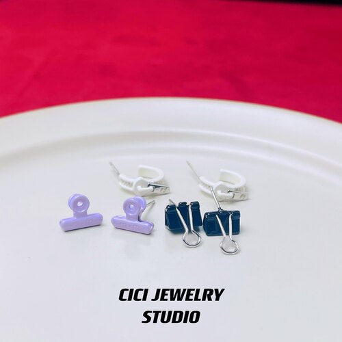 cici新款创意办公夹子拉链头耳钉