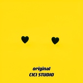 CICI个性 暗黑桃心爱心哑光黑迷你ins极简立体S925银针耳钉情侣