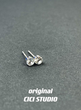 CICI通勤百搭养耳洞单钻锆石迷你耳骨钉多耳洞S925银针耳钉情侣