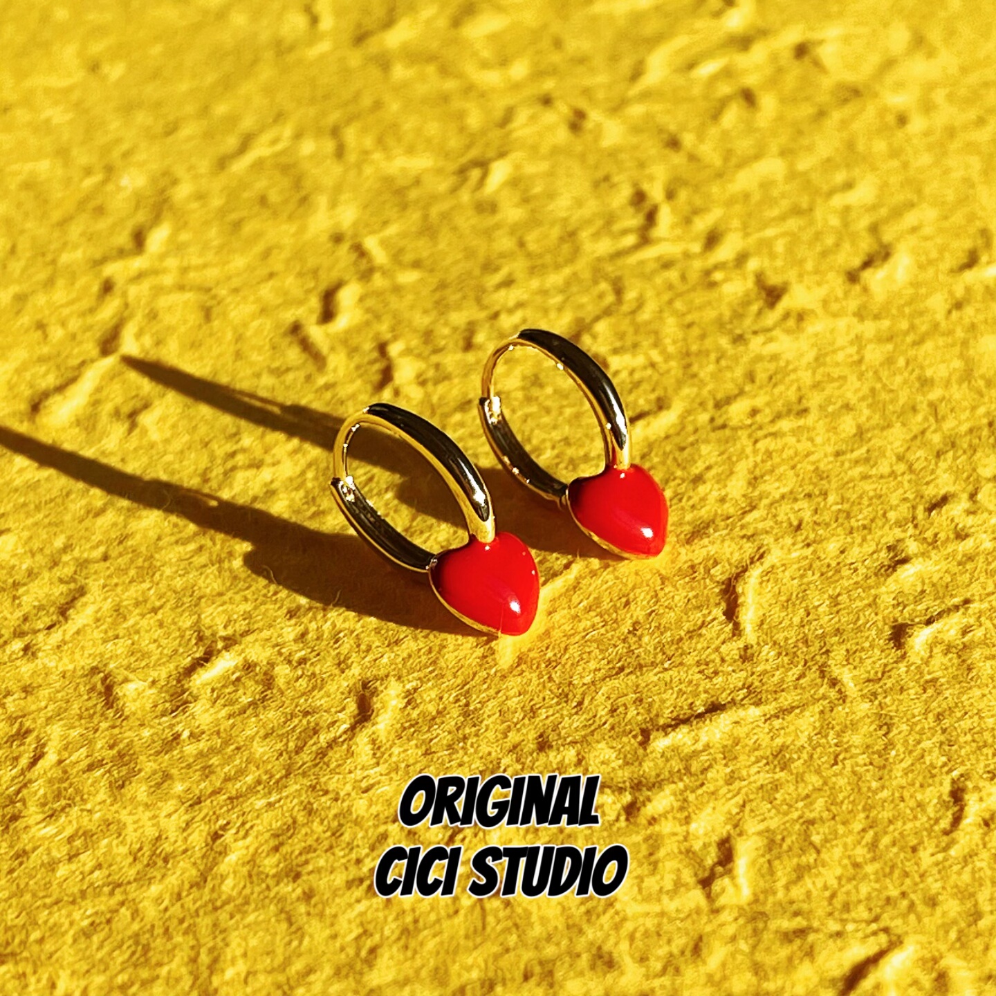CICI STUDIO小众高级感精工复古镀金红色爱心耳钉女耳饰新年耳环,饰品/流行首饰/时尚饰品新,耳环,淘宝优惠券,粉丝福利购,淘宝优惠卷