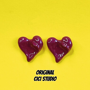CICI STUDIO小众个性艺术紫色爱心耳钉女ins时髦多巴胺耳环礼物
