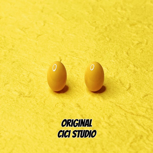 CICI STUDIO小众滴釉精工创意蛋壳黄糖豆耳钉女ins甜酷多巴胺耳饰
