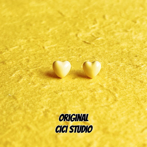 CICISTUDIO小众设计多巴胺小鸡黄色爱心耳钉女甜美少女心耳钉耳饰