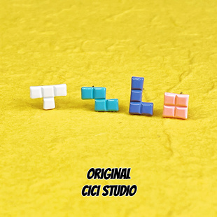 CICI像素世界趣味小巧搞怪小众俄罗斯方块多巴胺情侣无性别耳钉