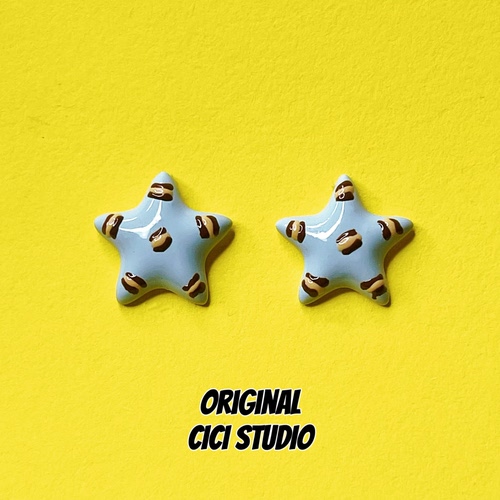 CICI STUDIO小众个性潮流艺术五角星耳钉女ins甜酷精工多巴胺耳饰