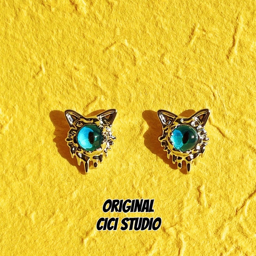 CICI STUDIO小众高级感精工复古恶魔之眼耳钉女耳饰礼物猫眼耳钉