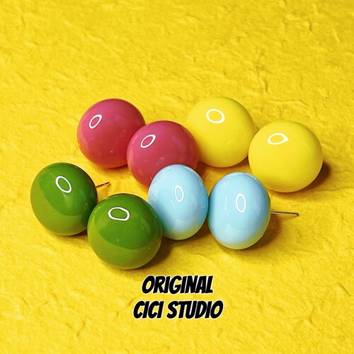 CICI STUDIO小众摩登彩色球球耳钉女甜美度假风松弛感多巴胺耳饰