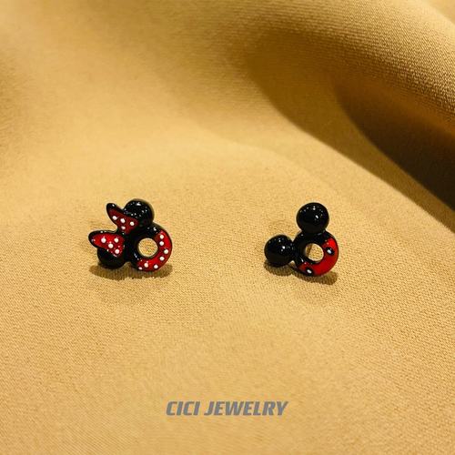 迪士尼米奇米妮蝴蝶结耳钉耳饰