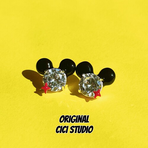 CICI STUDIO小众个性锆石米奇迪士尼耳钉女ins精工轻奢耳饰礼物