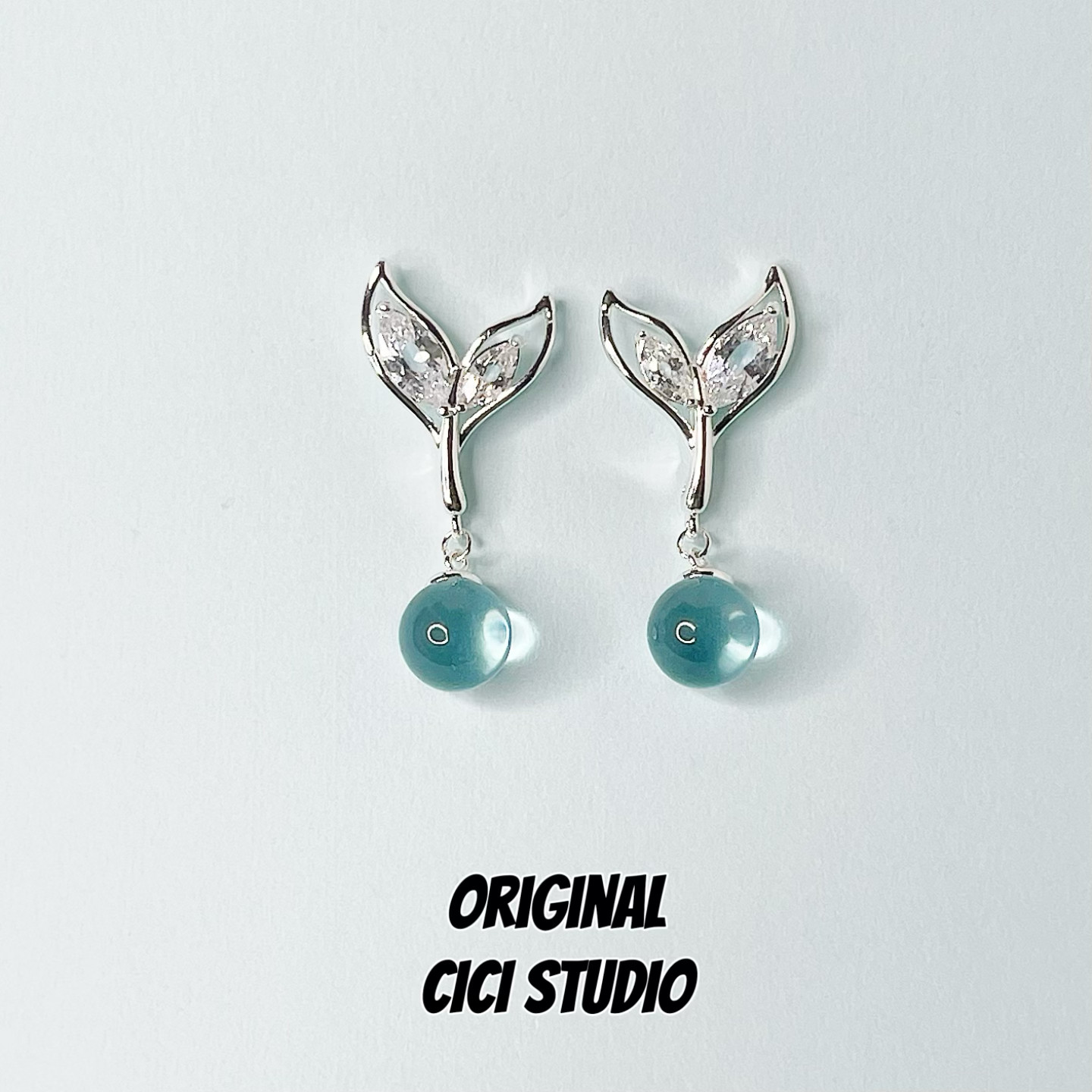 CICI STUDIO小众设计ins清新夏日鱼尾蓝色眼泪吊坠女轻奢精工耳环,饰品/流行首饰/时尚饰品新,耳环,淘宝优惠券,粉丝福利购,淘宝优惠卷