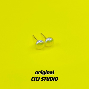 CICI人鱼姬炫彩珍珠变幻多彩气质百搭通勤镀金S925银针耳钉耳饰