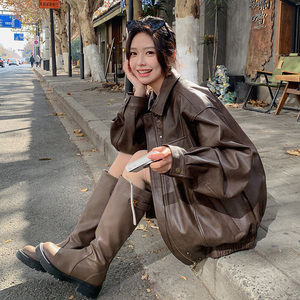 2025时尚美拉德柳丁宽松皮衣外套 B127-6722-P155K232，女装皮衣，浙宝127A