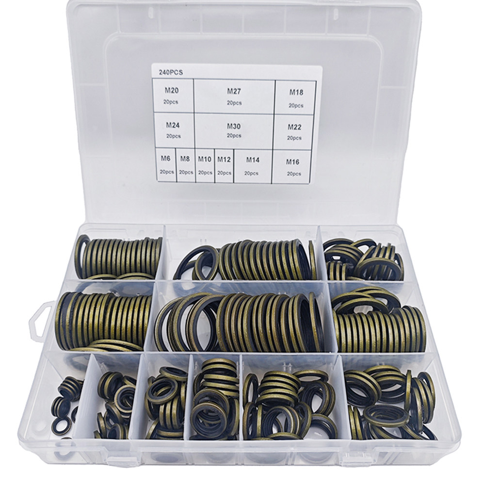 240个盒装 橡胶油封垫圈高压油管密封油垫圈平垫片M6-M30组合套装,五金/工具,垫圈,淘宝优惠券,粉丝福利购,淘宝优惠卷