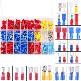 环 520个盒装 叉 6.3mm铲 子弹头形压接端子公母头连接器套件 2.8