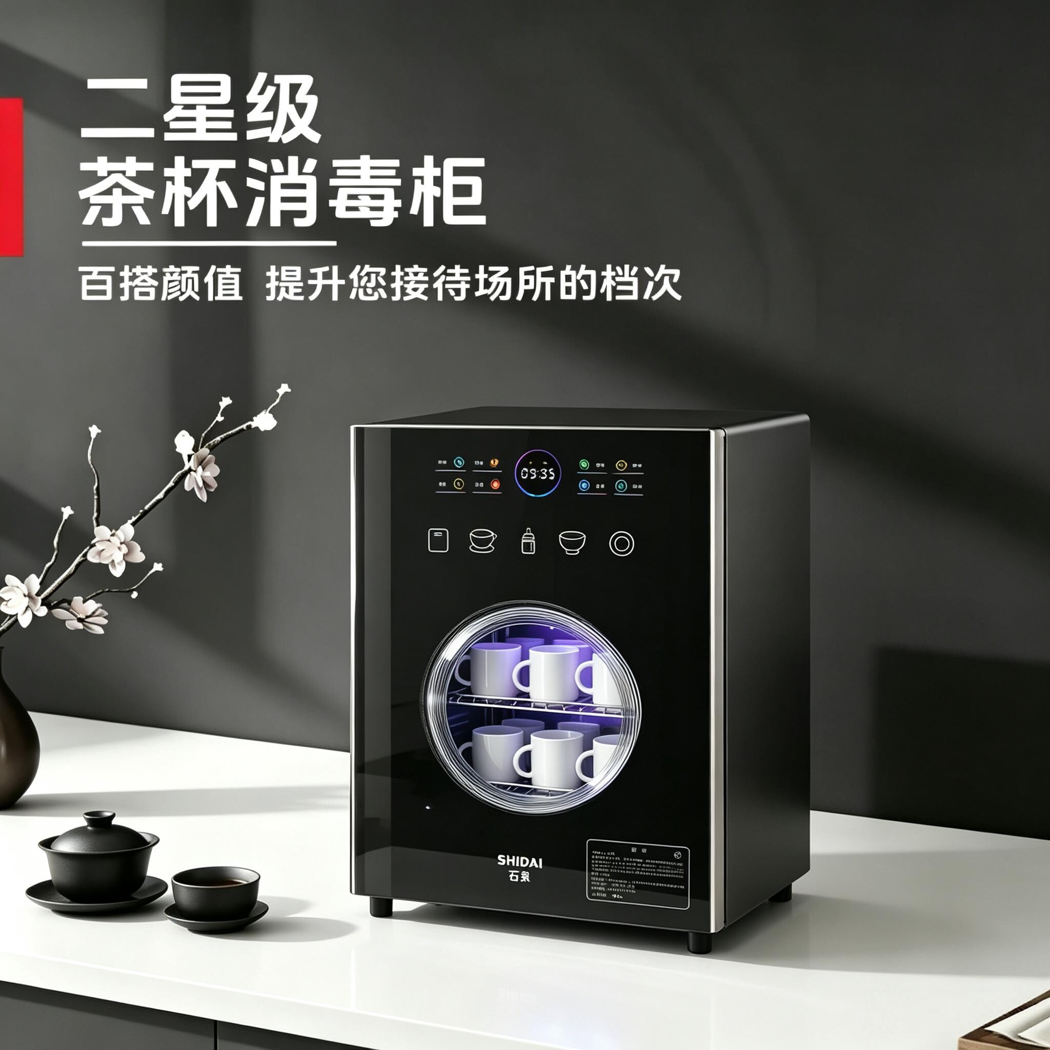 茶杯水杯消毒柜小型办公室家用台式桌面茶道茶具烘干收纳杯子专用