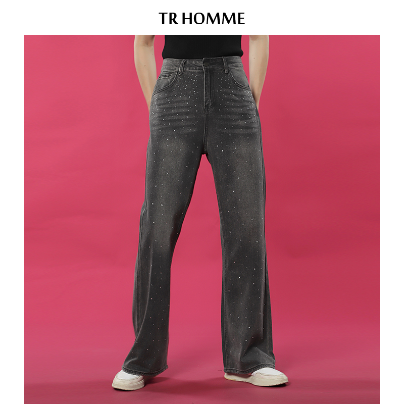 TRHOMME喇叭烫钻牛仔裤