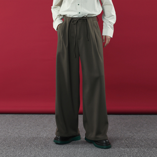 男修腿型纯色舒适松弛垂坠感休闲长裤 加厚保暖阔腿裤 冬季 TRHOMME