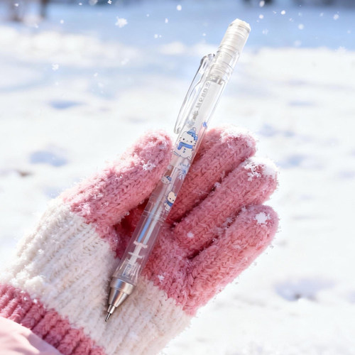 日本tombow蜻蜓自动铅笔冬日雪花猫咪DIY款透明自动铅笔摇摇铅0.5