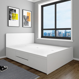 床 单人床1.2m高箱储物床现代简约榻榻米床定制多功能收纳抽屉板式
