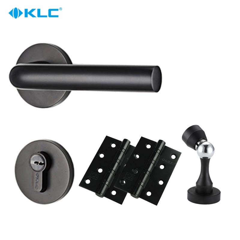 德国KLC门锁黑色卧室房门锁室内门锁 实木门执手分体锁具三件套餐