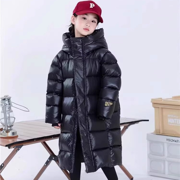 儿童黑金款加厚长款羽绒服
