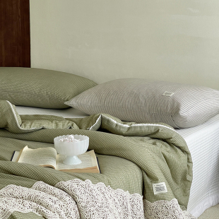 小义優品全棉双层纱大豆被子纯棉夏被芯棉被皱皱纱超柔春秋夏凉被