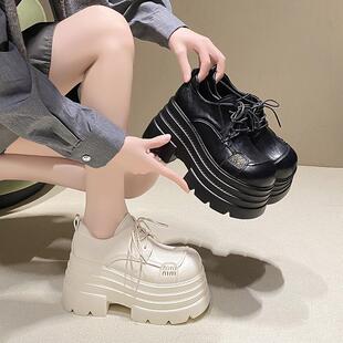松糕鞋 内增高显瘦乐福鞋 女2025春新款 10cm厚底小个子英伦风小皮鞋