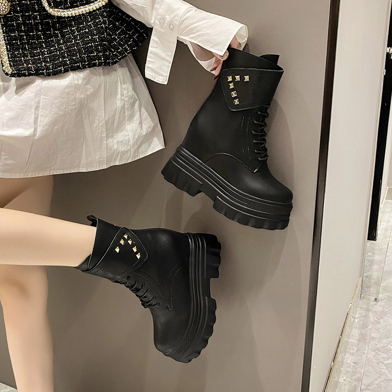 小个子短靴厚底英伦风中筒靴
