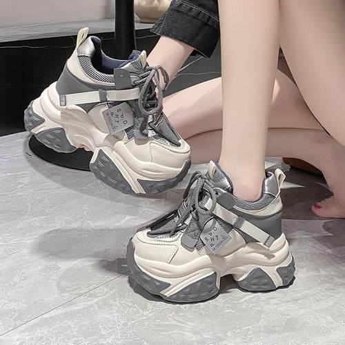 10cm小个子增高老爹鞋女2025春新款女鞋子百搭厚底松糕休闲运动鞋