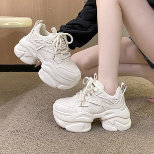 10CM隐形内增高老爹鞋女2024年秋季新款小个子松糕厚底运动休闲鞋