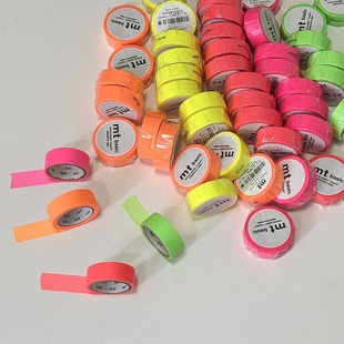 MT基础款荧光纯色胶带手账拼贴