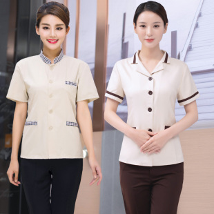 女 宾馆楼层保洁服短袖 酒店阿姨工作服夏装 客房服务员清洁工服装