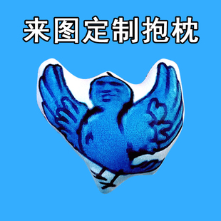 J抽象蓝鸟表情包玩偶鬼畜鸟图我鸟都不鸟你公仔来图定制毛绒抱枕