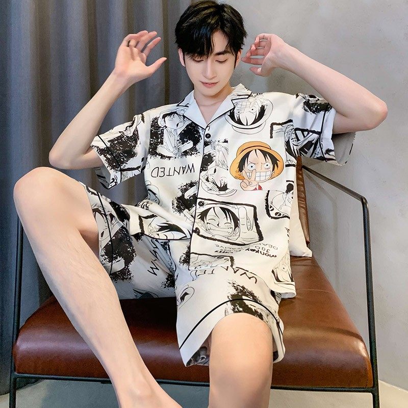 冰丝睡衣男士夏季短袖裤薄款青年男生夏天男款家居服2024新款套装