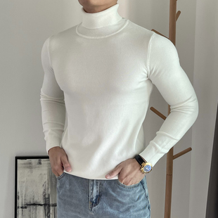 内搭加厚打底衫 2025高领男毛衣秋冬季 肌肉针织毛线衫 修身 保暖韩版