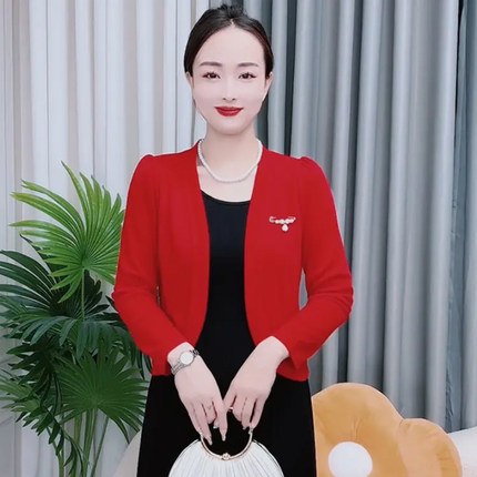 夏季披肩小外套女短款长袖空调衫大码气质妈妈上衣百搭外搭开衫薄
