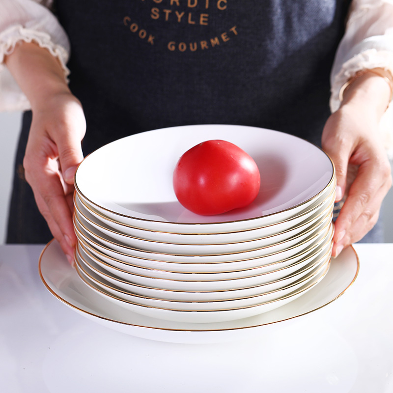 盘子菜盘家用大容量高级感金边