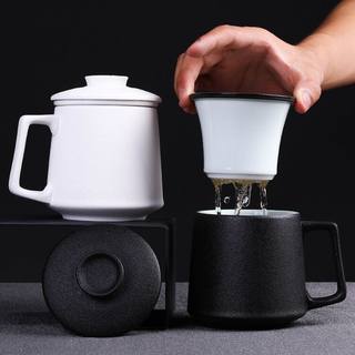 景德镇茶杯大容量马克杯陶瓷过滤泡茶杯子带盖办公室水杯家用喝茶