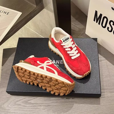 小蛮腰红色阿甘鞋女2025春秋新款真皮爆款女鞋厚底休闲运动老爹鞋