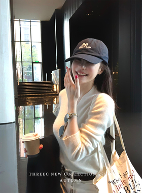 三喜threec 【独家zui窄的v领】20%浣熊绒10%羊毛/保暖气质针织衫